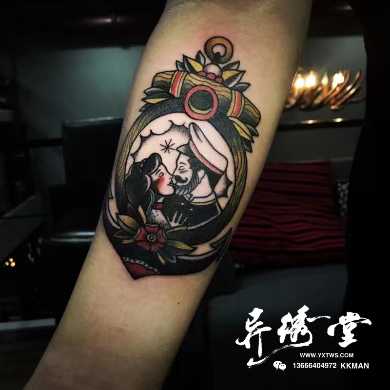 school纹身 爱情纹身 船锚纹身 欧美纹身小臂纹身 水手纹身小图纹身 彩色纹身 康师傅 康康